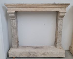Fireplace with stone shelves